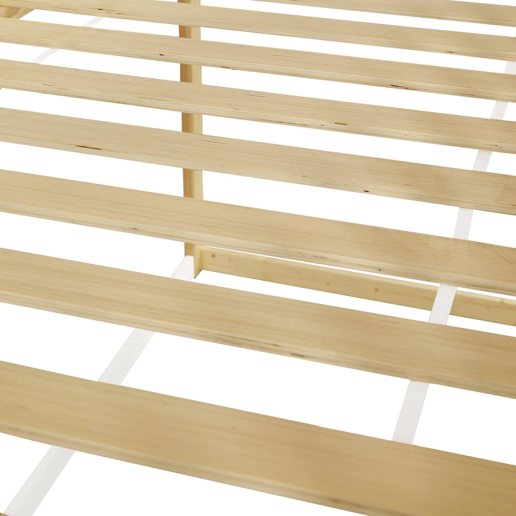 Letto a soppalco 90 × 200 cm con lavagnetta; box portaoggetti e scala a 3 gradini in legno bianco naturale