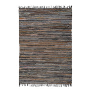 Tappeto Sonipat in Vera Pelle e Cotone Marrone Multi