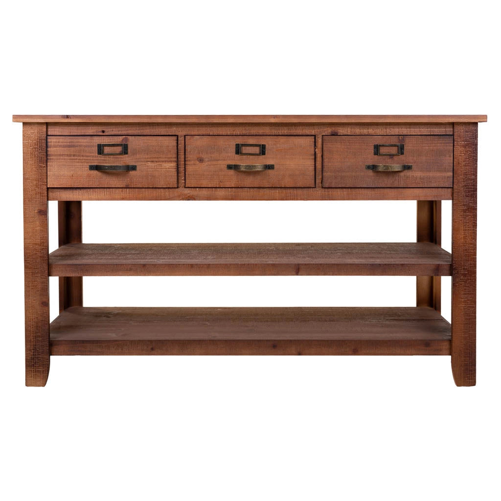 Mobile ingresso in legno marrone con ripiani, 127x46x76h cm