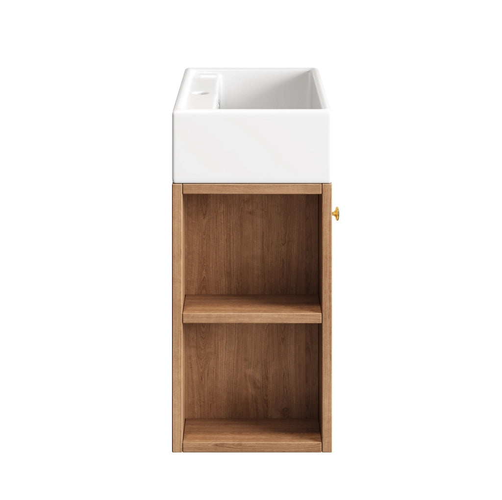 Mobile bagno sospeso bianco con lavabo in ceramica lucida 55 cm per piccoli spazi