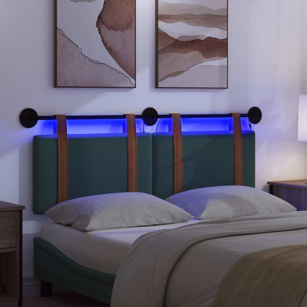 Testiera | Testata sospesa Con luce LED Verde Scuro PU Antico