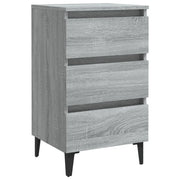 Comodino | Armadio da Notte | Mobiletto da notte con Gambe in Metallo Grigio Sonoma 40x35x69 cm