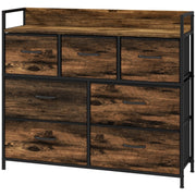 Cassettiera con 7 cassetti in tessuto, antiribaltamento, armadietti contenitore, credenza in MDF, marrone