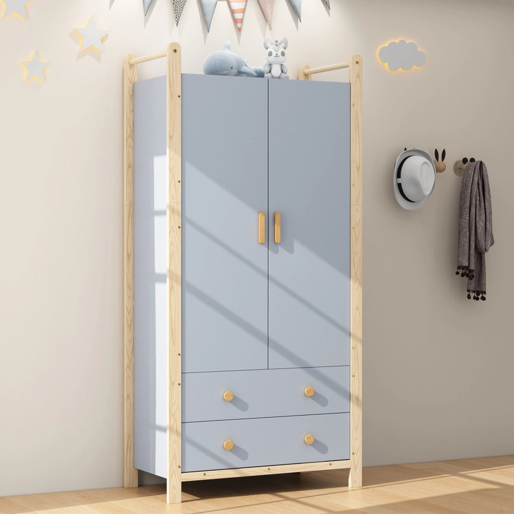 ARMADIO Combinato con Scaffale 90x45x180 cm Blu e Legno