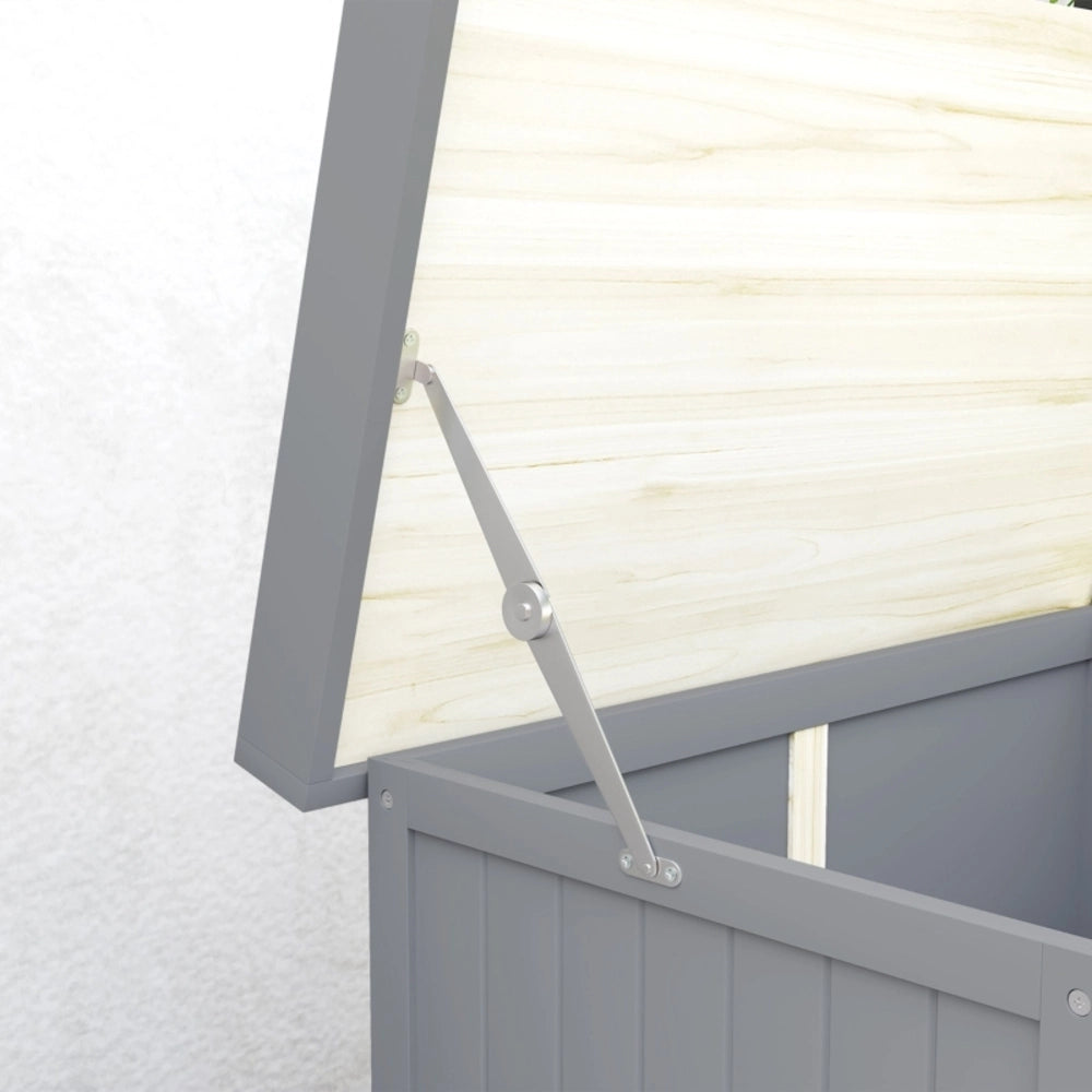 Armadio da giardino in legno e acciaio inox con doppie porte e piano di lavoro, 74x43x88 cm, grigio