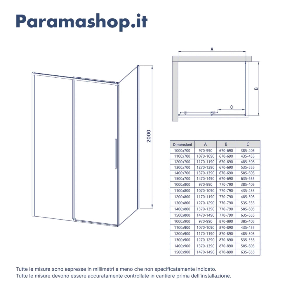 Box doccia 120x90cm scorrevole profili cromati vetro 8mm opaco anticalcare h200 | Gili