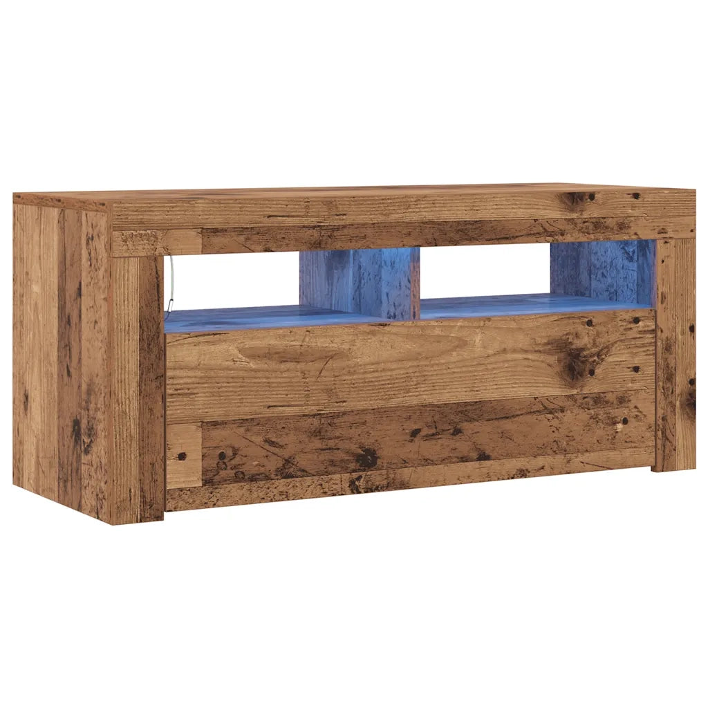 Mobile TV | Armadietto TV | Mobile Porta TV con LED Legno Antico 90x35x40 cm Multistrato