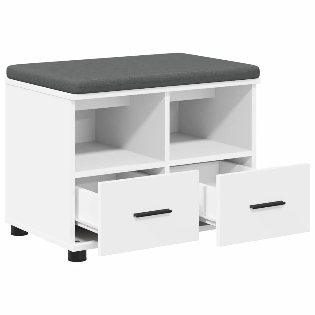 Panca per ingresso con cuscino Bianco 60 x 38 x 46 cm