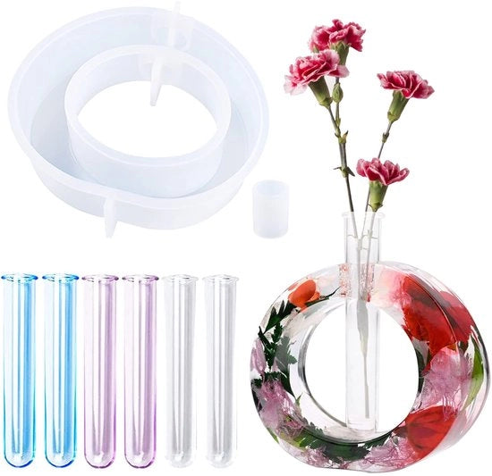 Kit di modellazione per stazioni di coltivazione piante - Mal siliconico multifunzionale - Forma rotonda - Manufatto artigianale - Adatto per gioielli - 6 pezzi acrilici