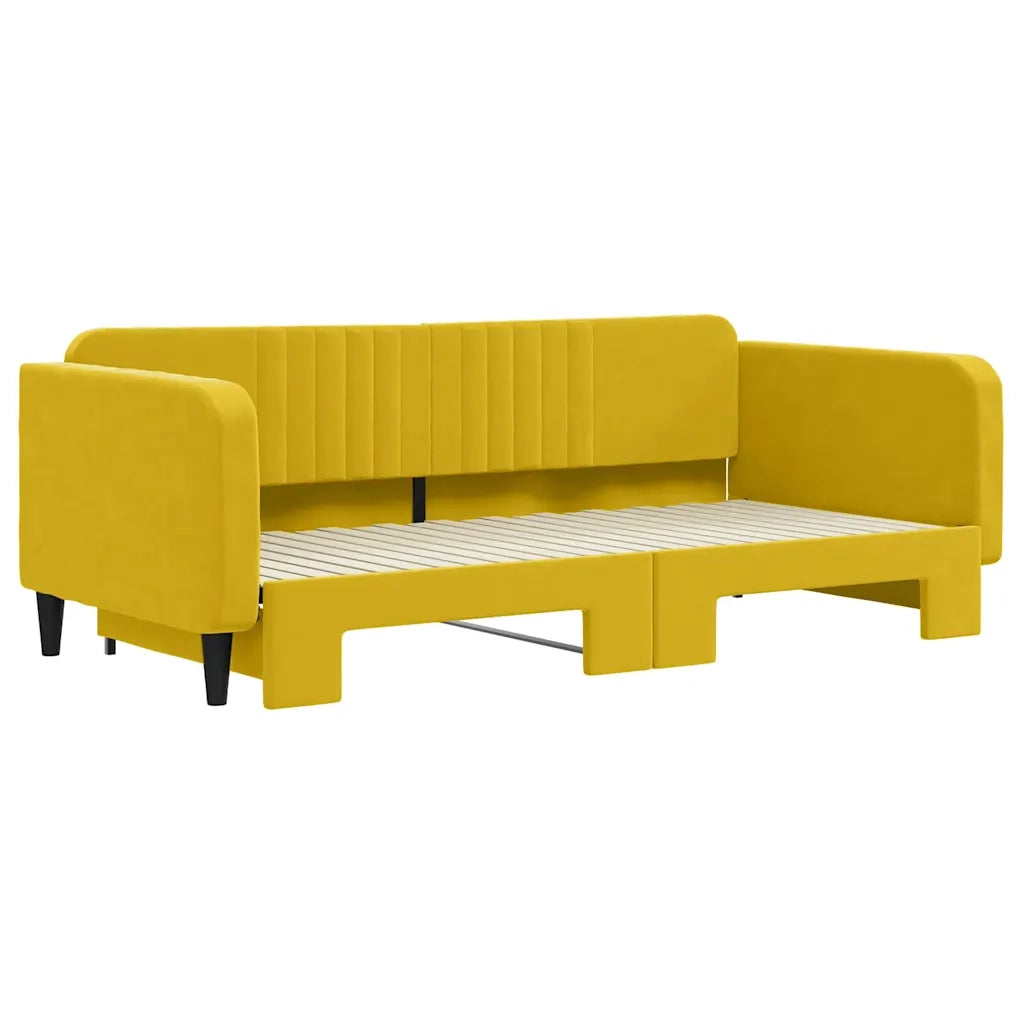 Divano Letto con Letto Estraibile-Sofa Letto-Daybed Giallo 100x200 cm in Velluto 656600