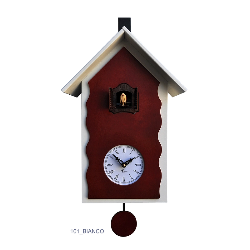 Orologio con cucù con cassa laccata e pannello betulla Made in Italy