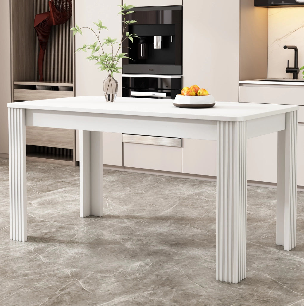 TAVOLO DA PRANZO moderno bianco in truciolare, struttura a 4 gambe