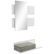 Mobile Ingresso con Specchio e Cassetto ¨C zephmum ¨C Grigio e Bianco 75x3.5x75 cm