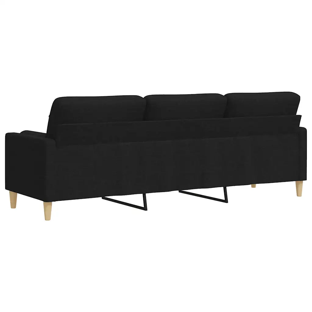 Divano a 3 Posti con Cuscini-Sofa 3 Posti con Cuscini Nero 210 cm in Tessuto