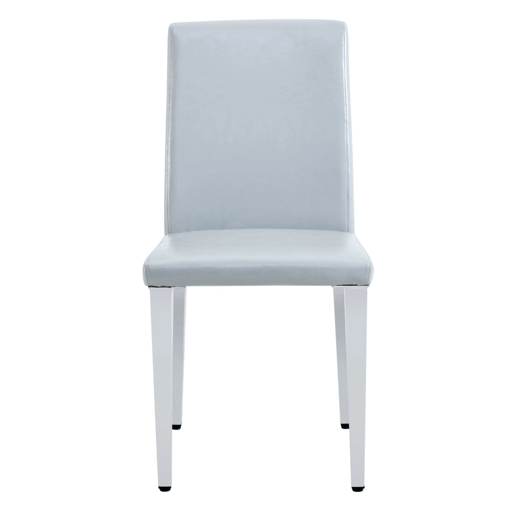 Set 4 sedie da pranzo in similpelle PU grigio chiaro con gambe in metallo argento HOMVRA