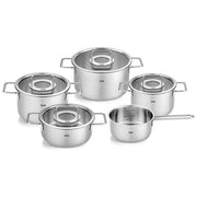 Fissler Set di Pentole 5 Pezzi Acciaio Inox Adatto Induzione Argento