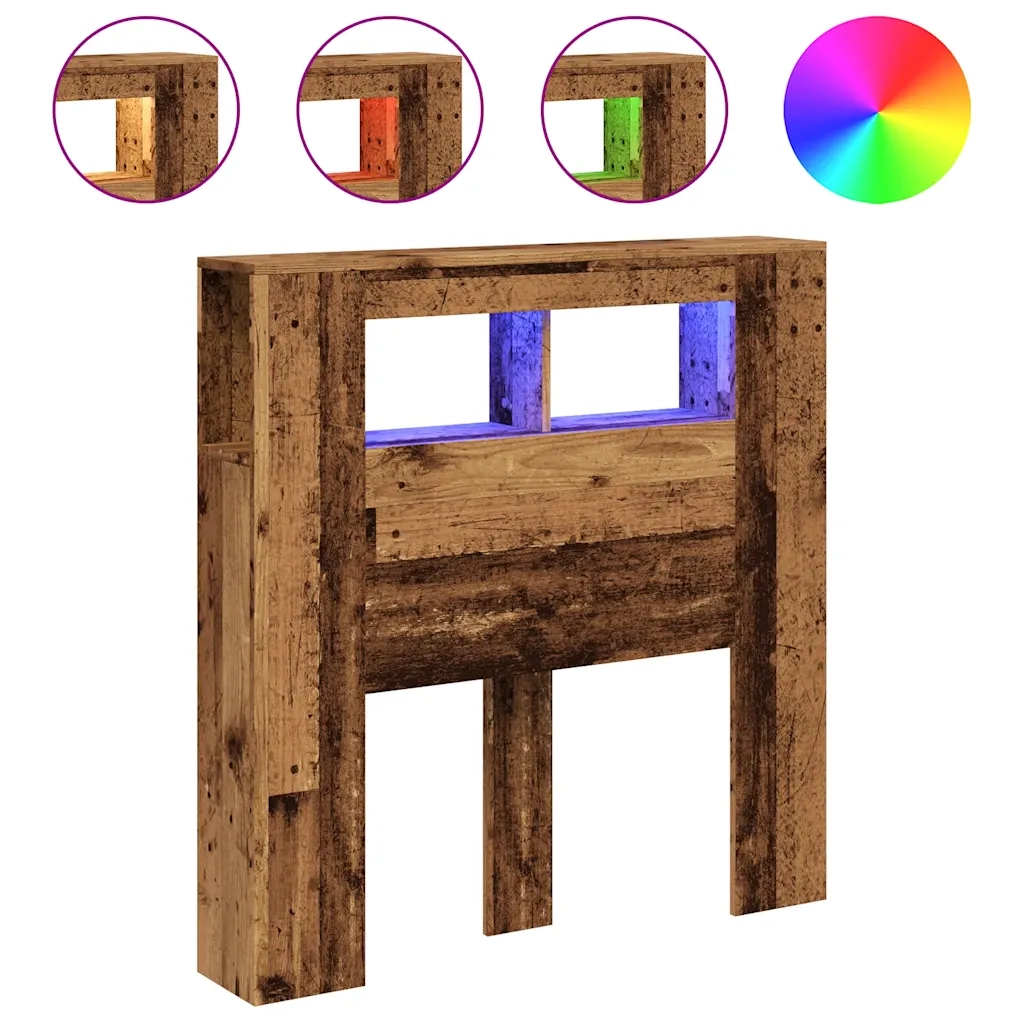 Testiera | Testata LED Legno Antico 100x18,5x103,5 cm Legno Multistrato
