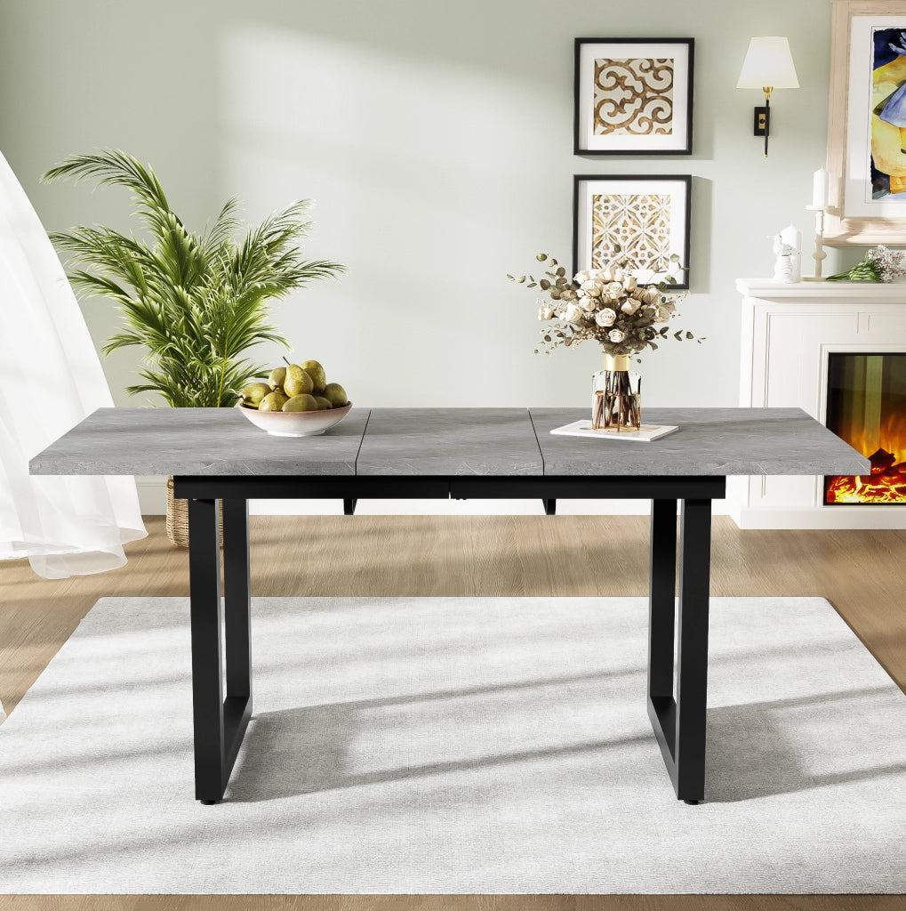 Tavolo da pranzo allungabile in MDF grigio e nero