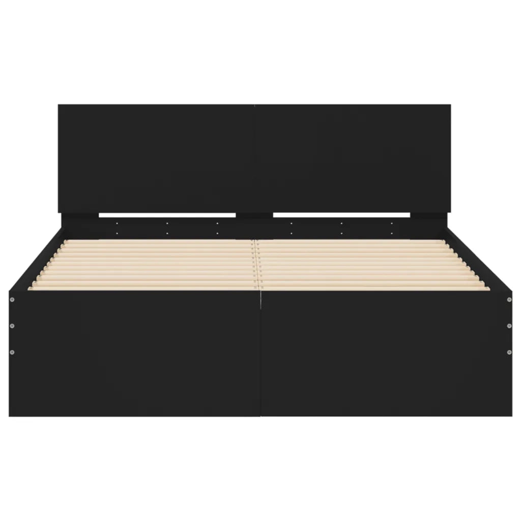 Letto matrimoniale | Letto per adulti | Giroletto con Testiera Nero 120x200 cm