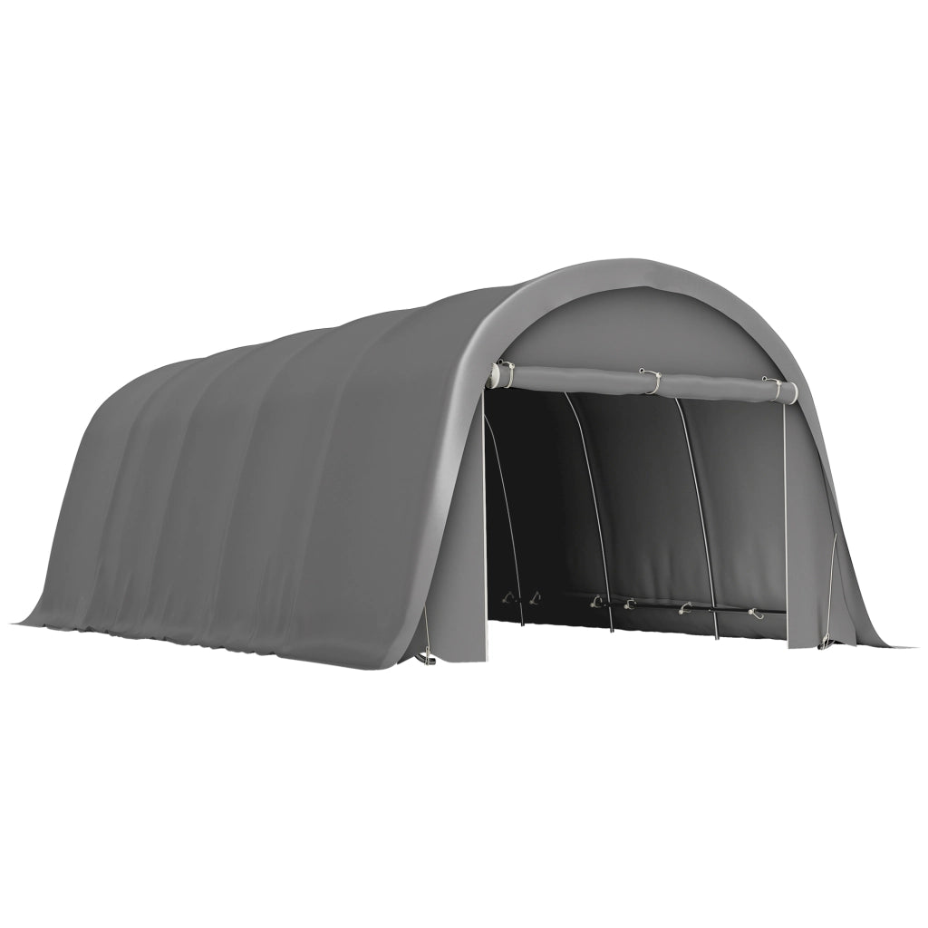 Carport tendone garage 3,6 x 7,2 m con pareti rimovibili e porta a cerniera, struttura in acciaio zincato, telo PE UPF50+, grigio scuro
