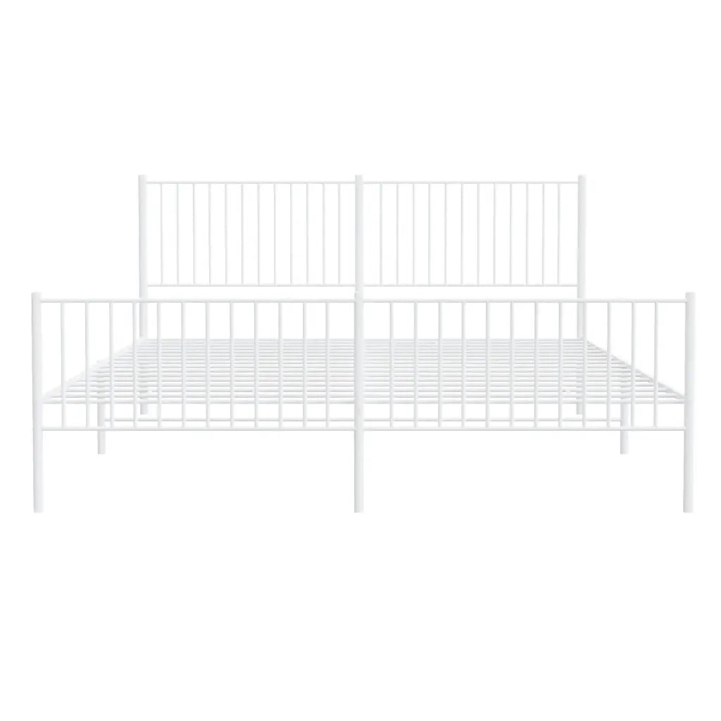 Letto matrimoniale | Letto per adulti | Giroletto con Testiera e Pediera Metallo Bianco 200x200 cm