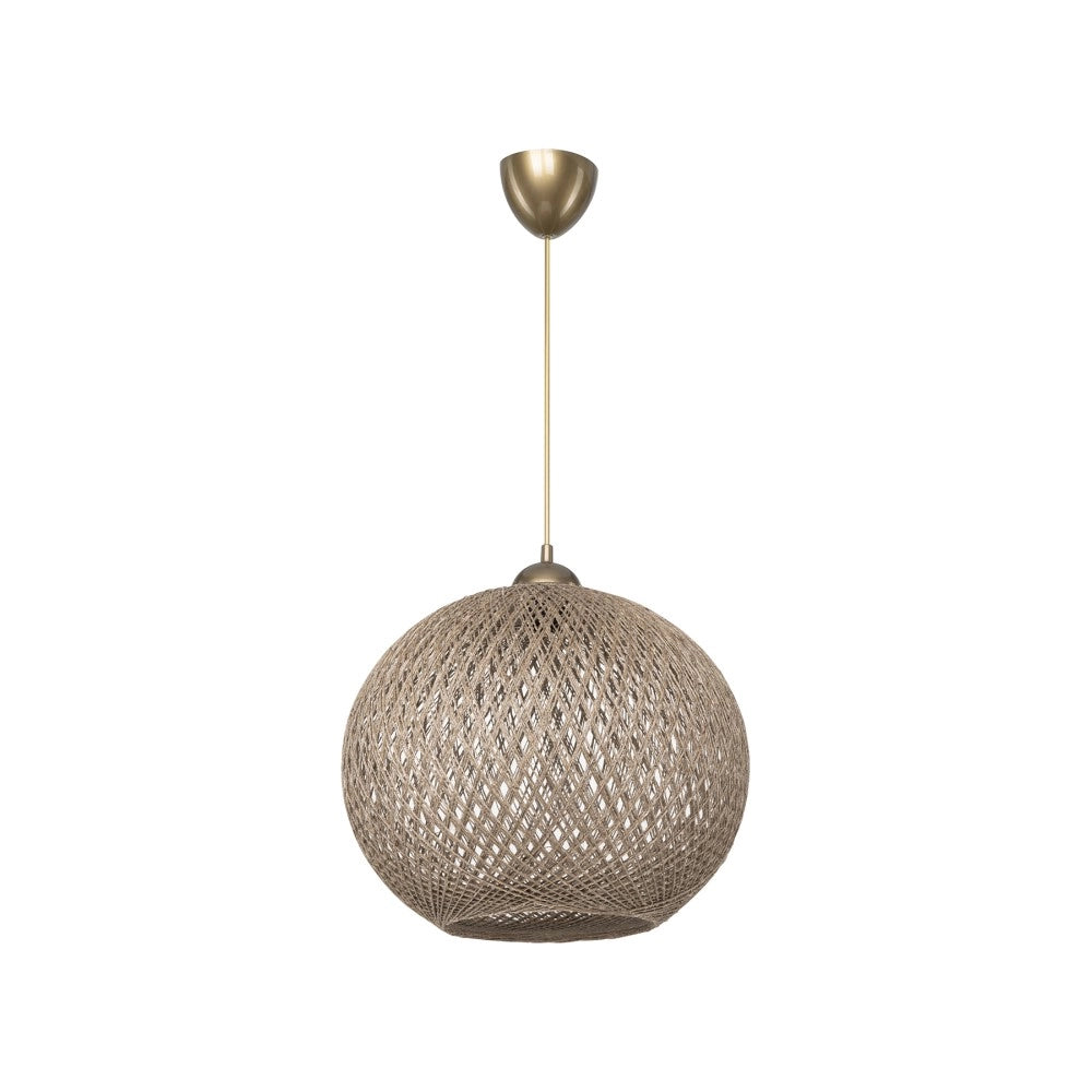 Lampada a sospensione con paralume in corda intrecciato beige Yumak MDL4746