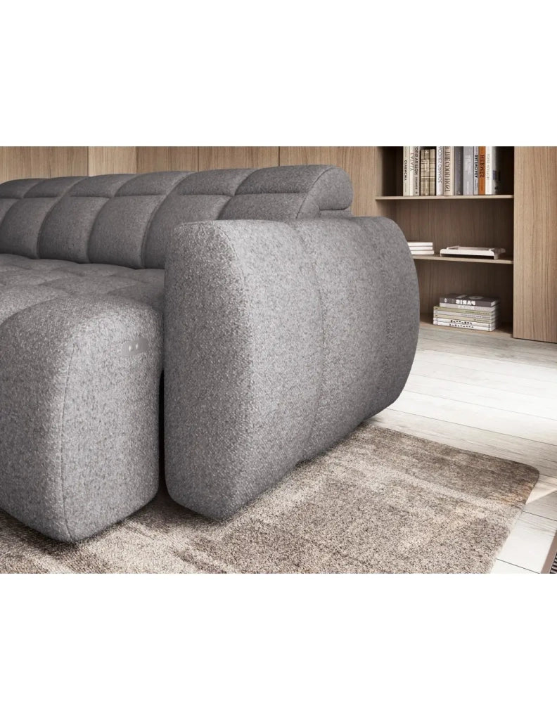 Divano ad angolo elettrico RONDA 4 posti grigio – angolo sinistro