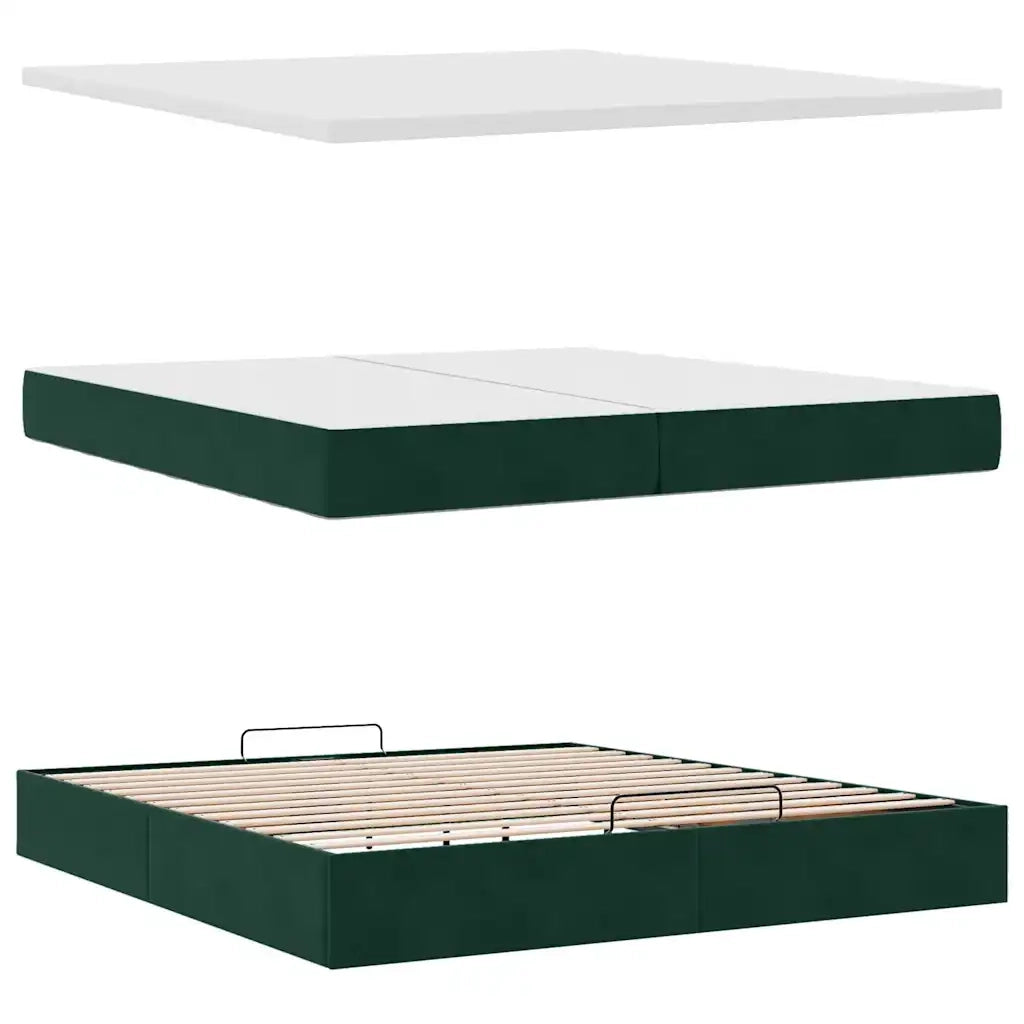 Struttura Letto Pouf con Materassi 200x200 cm Velluto