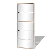 Scarpiera con 5 ripiani e specchio 63 x 17 x 169,5 cm rovere marrone 02_0043397