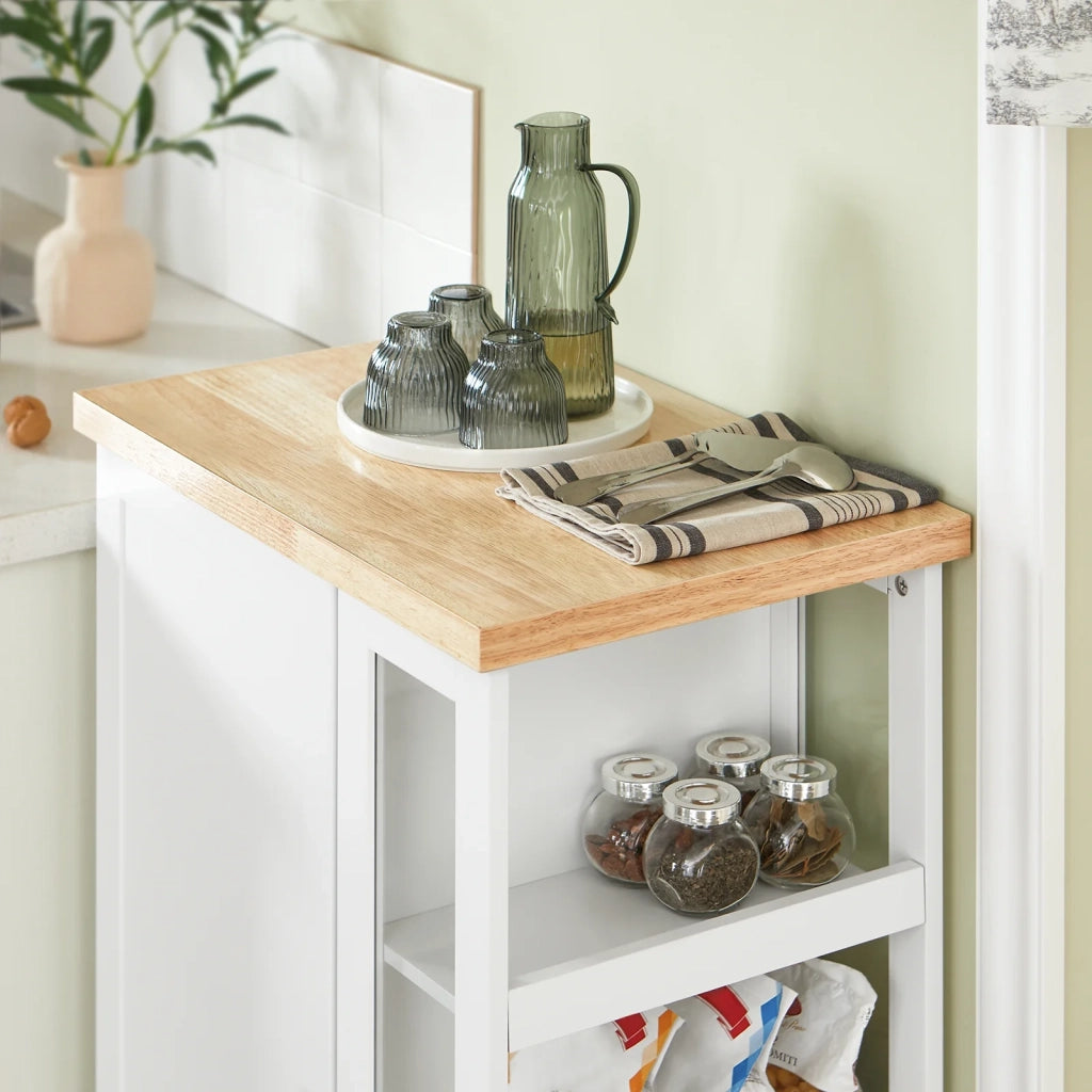 Carrello Cucina Credenza Bianca con Armadio e portabottiglie Bianco FKW75-WN