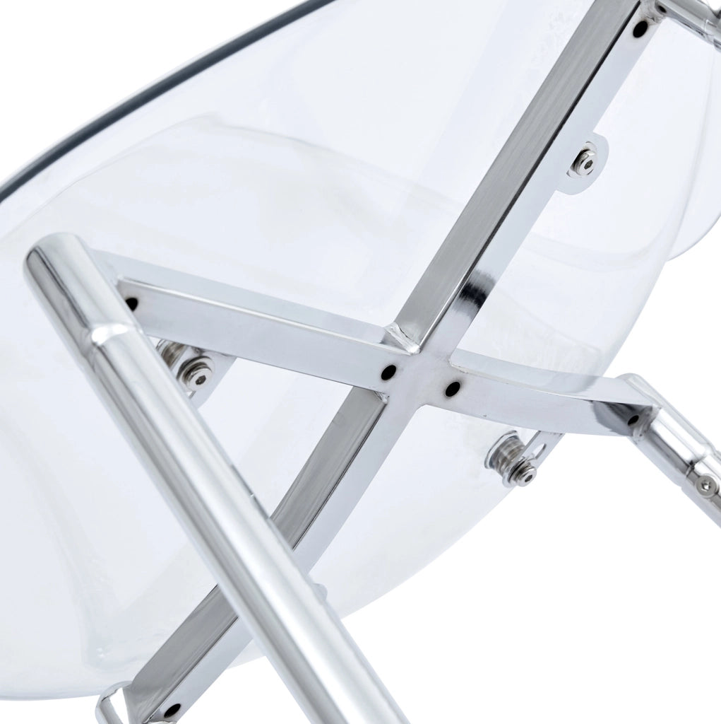 Set 2 sgabelli da bar trasparenti con struttura in metallo argento HOMVRA