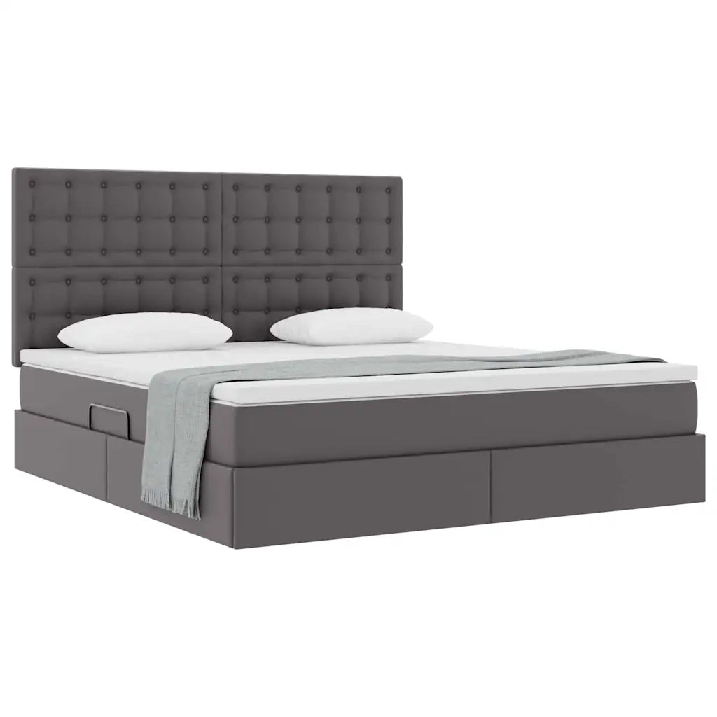 Letto con Contenitore Grigio 160 x 200 cm Pelle Sintetica 3371675