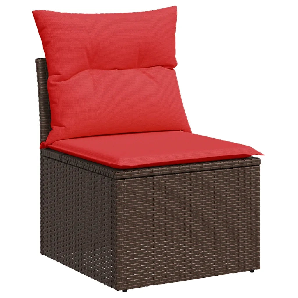 Set Divani da Giardino 6 pz con Cuscini Marrone in Polyrattan 3221663