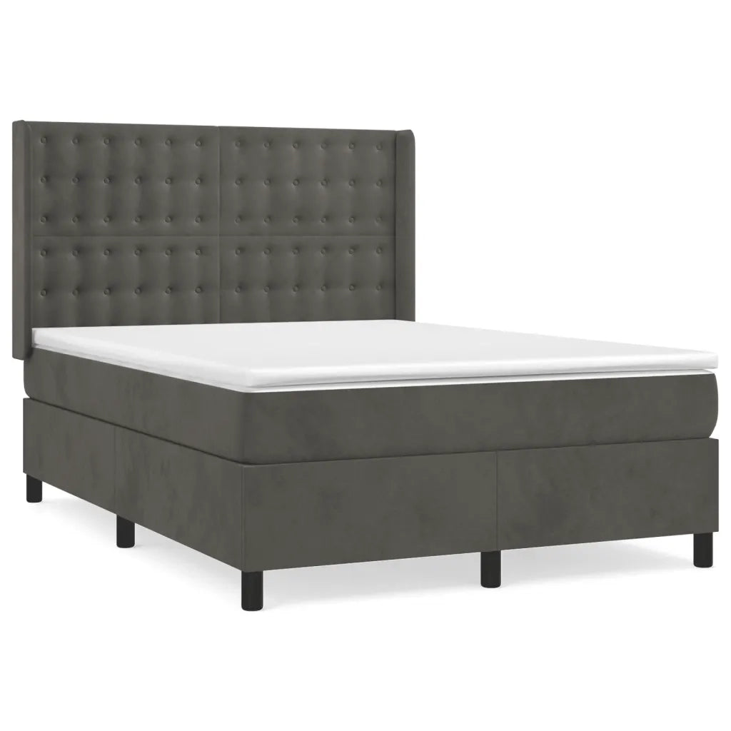 Giroletto a Molle con Materasso Grigio Scuro 140x190 cm Velluto 3132916