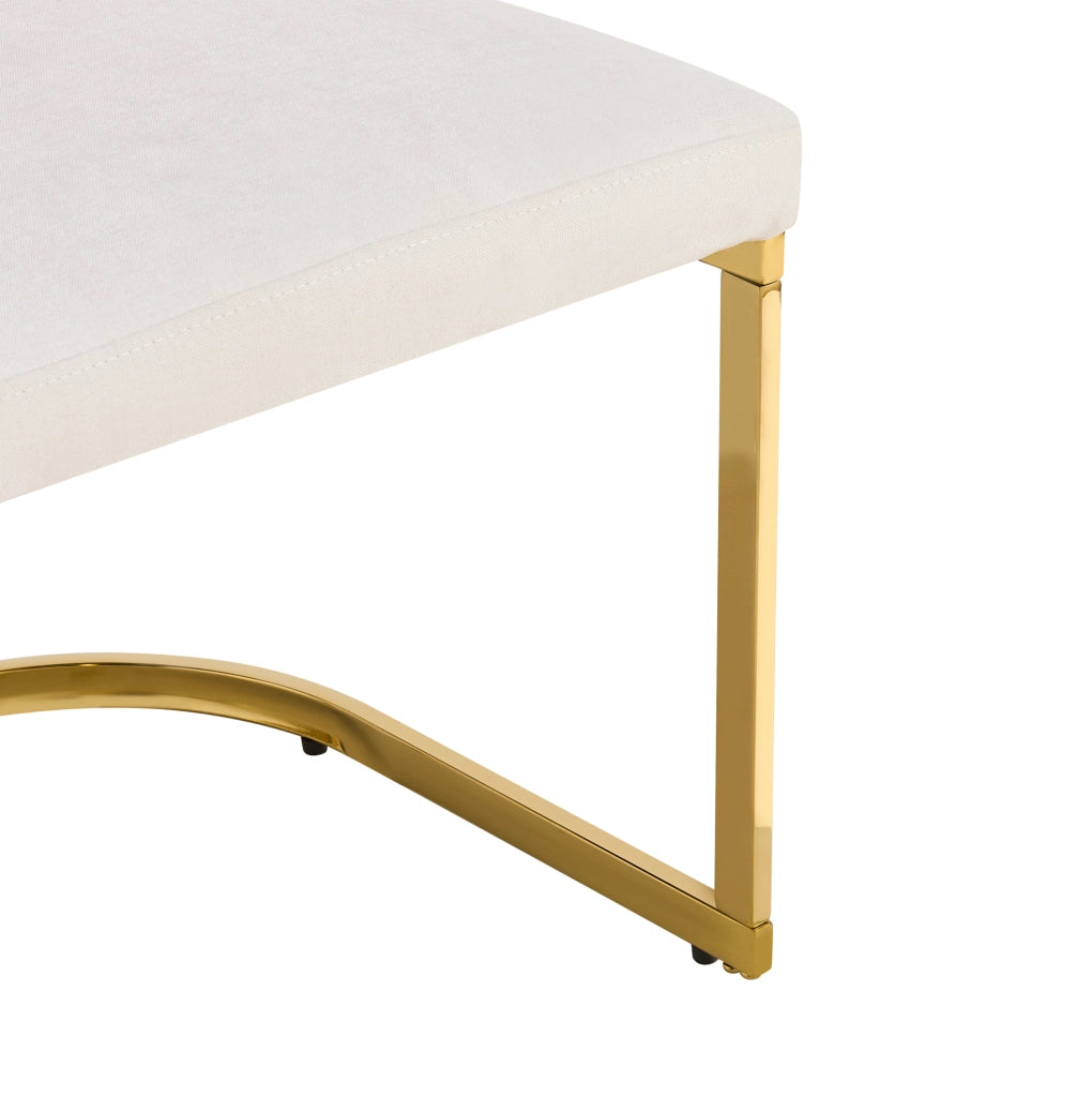Set di 4 sedie da pranzo in ciniglia beige e oro