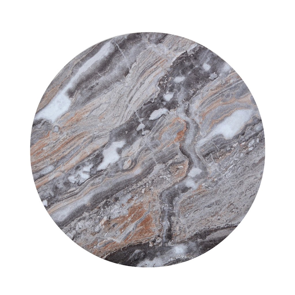 Tavolino rotondo in MDF grigio effetto marmo 66x44,5x44,5 cm gi¨¤ montato