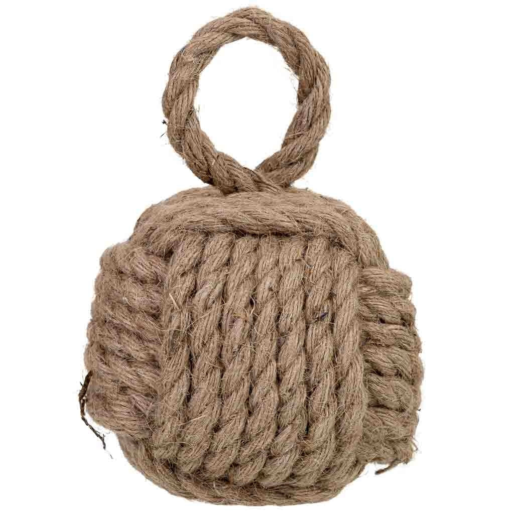 Fermaporta in cotone con motivo beige, 14x14x27h cm