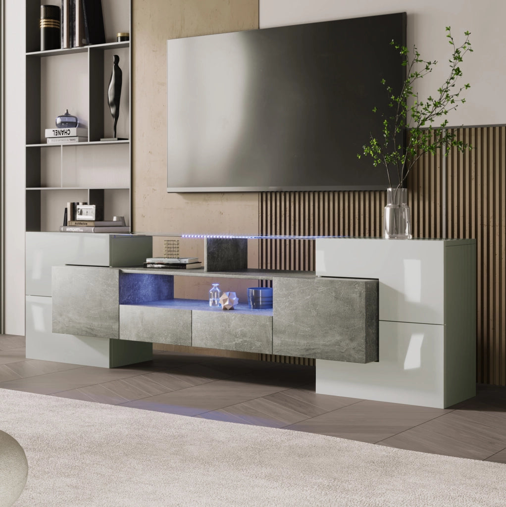 Mobile TV 200 cm con LED multicolore e 6 ante