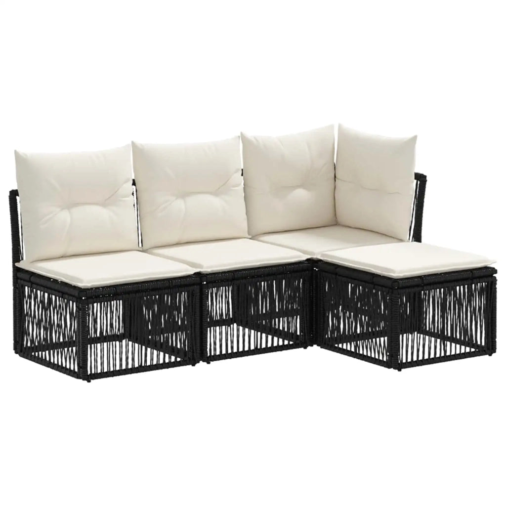 Set Divano da Giardino 4 pz Nero polyrattan 3434185