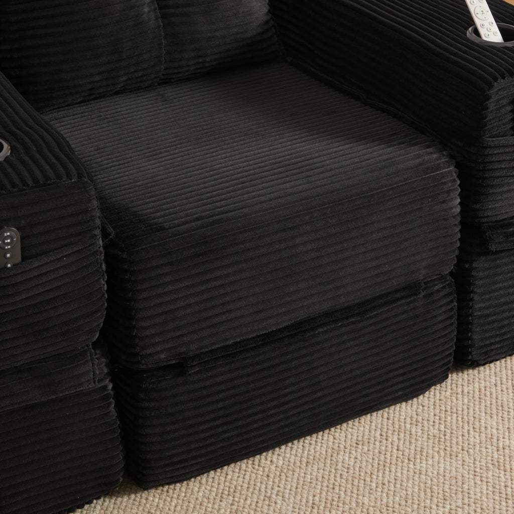 Divano letto 122x98x80 cm pieghevole in velluto a coste nero