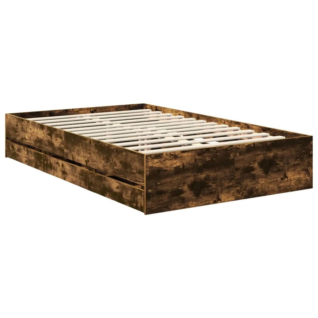 Struttura del letto con cassetto-Giroletto con contenitore-Rete del Letto Rovere fum¨¦ 120 x 200 cm 828805