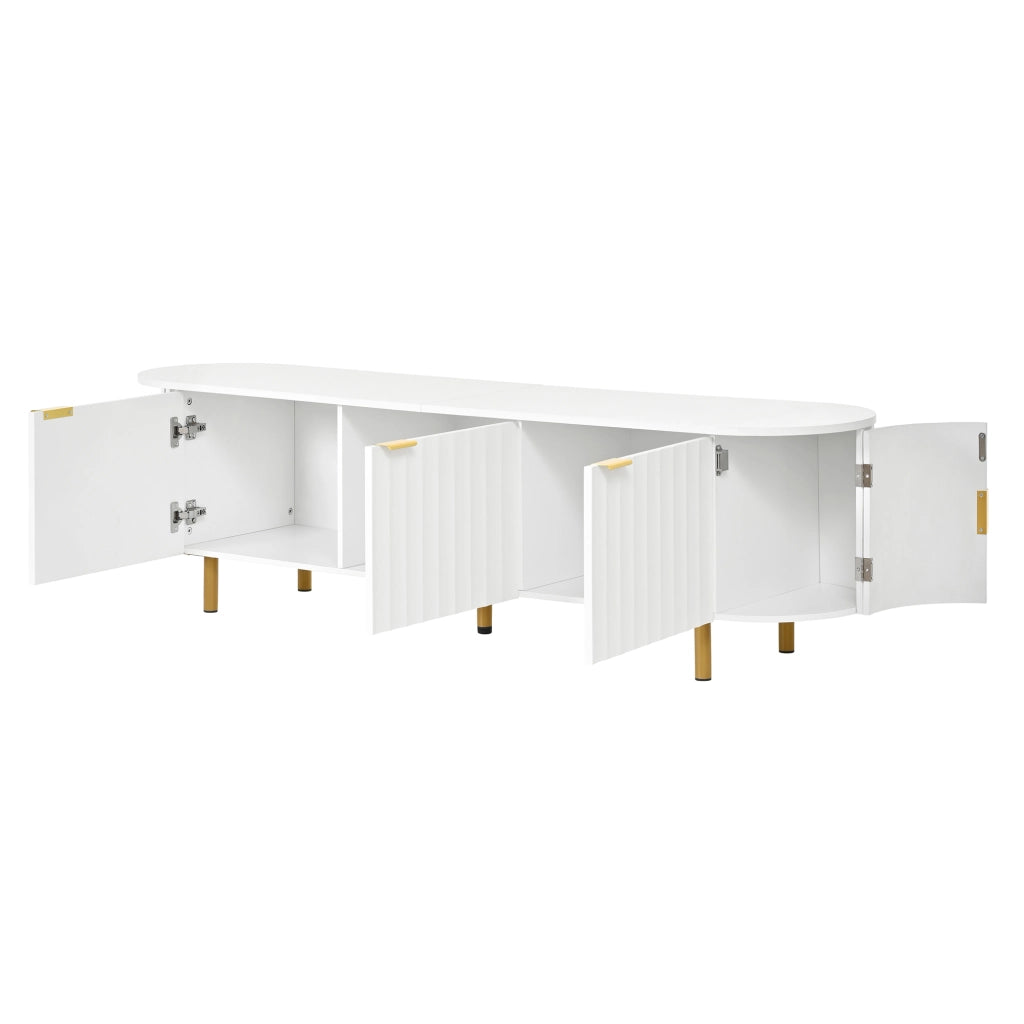 Mobile porta TV bianco da 170 cm in MDF con cinque ante scanalate