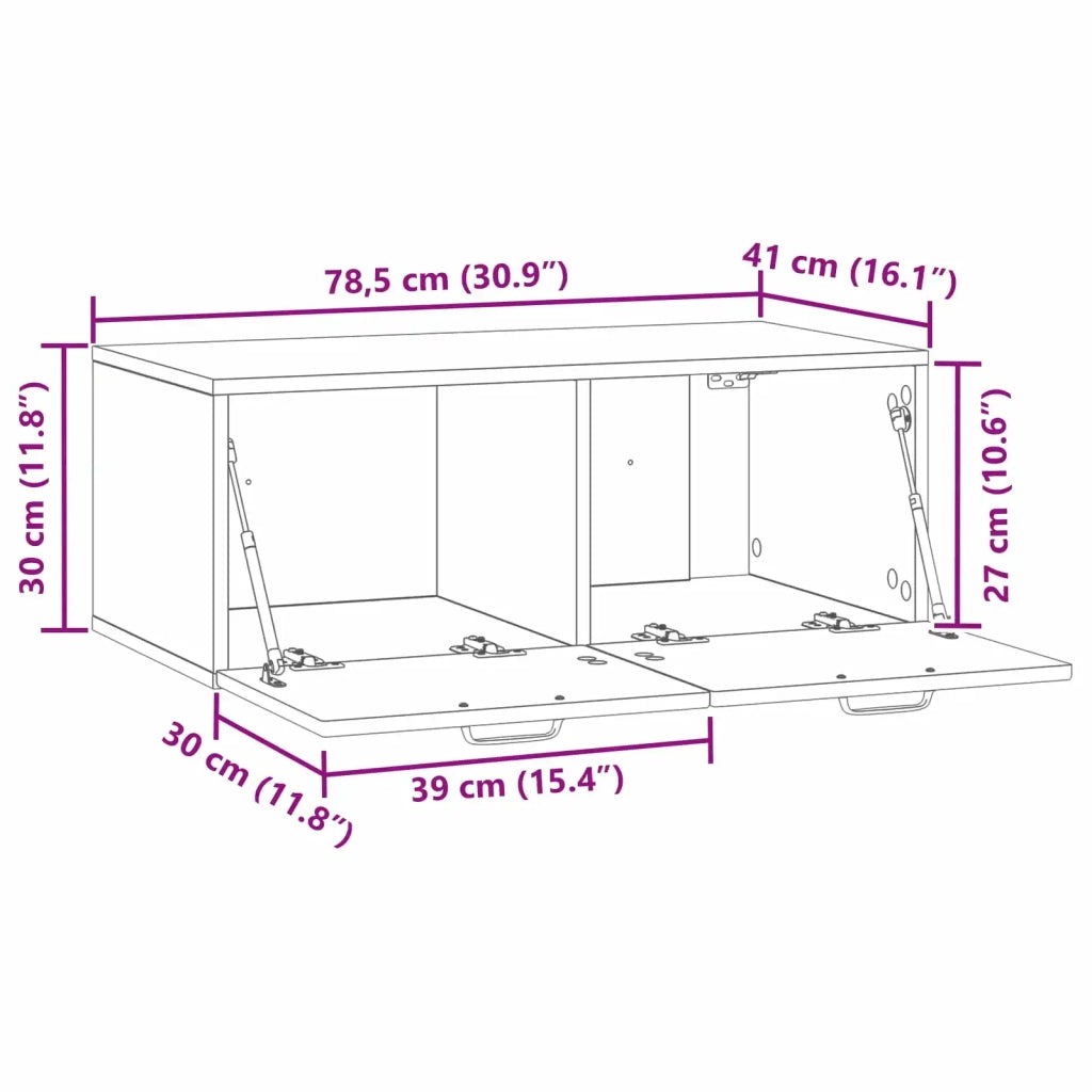 Mobile TV da Muro | Armadietto TV | Mobile Porta TV Nero 78,5 x 41 x 30 cm