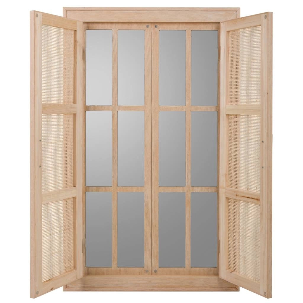 Specchio in MDF e griglia, marrone, 73,5x5x118 cm