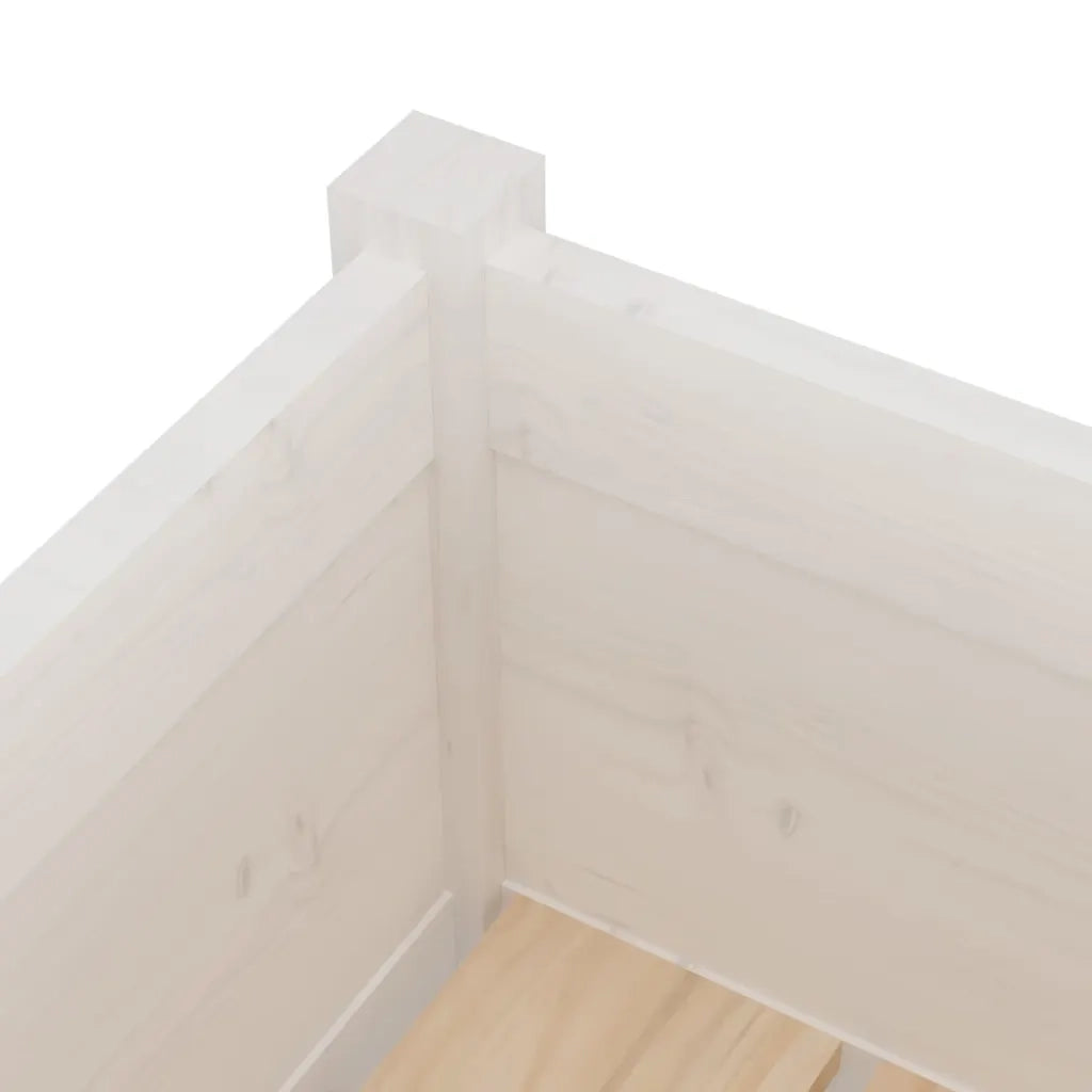 Fioriere da Giardino 2 pz Bianche 31x31x70 cm in Legno di Pino 810782