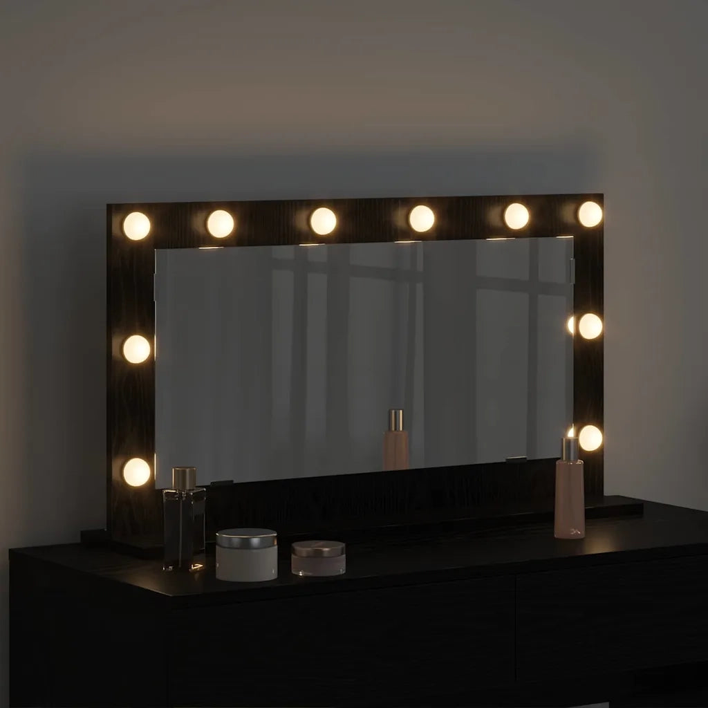 Specchio da Vanit¨¤ Rettangolare Rovere Nero 80 x 45 x 18 cm