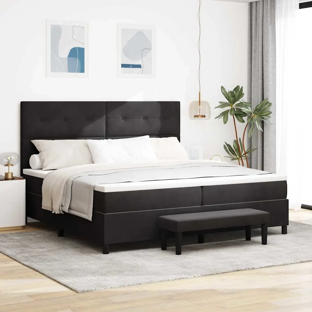 Letto a molle con materasso Nero 200 x 200 cm Velluto