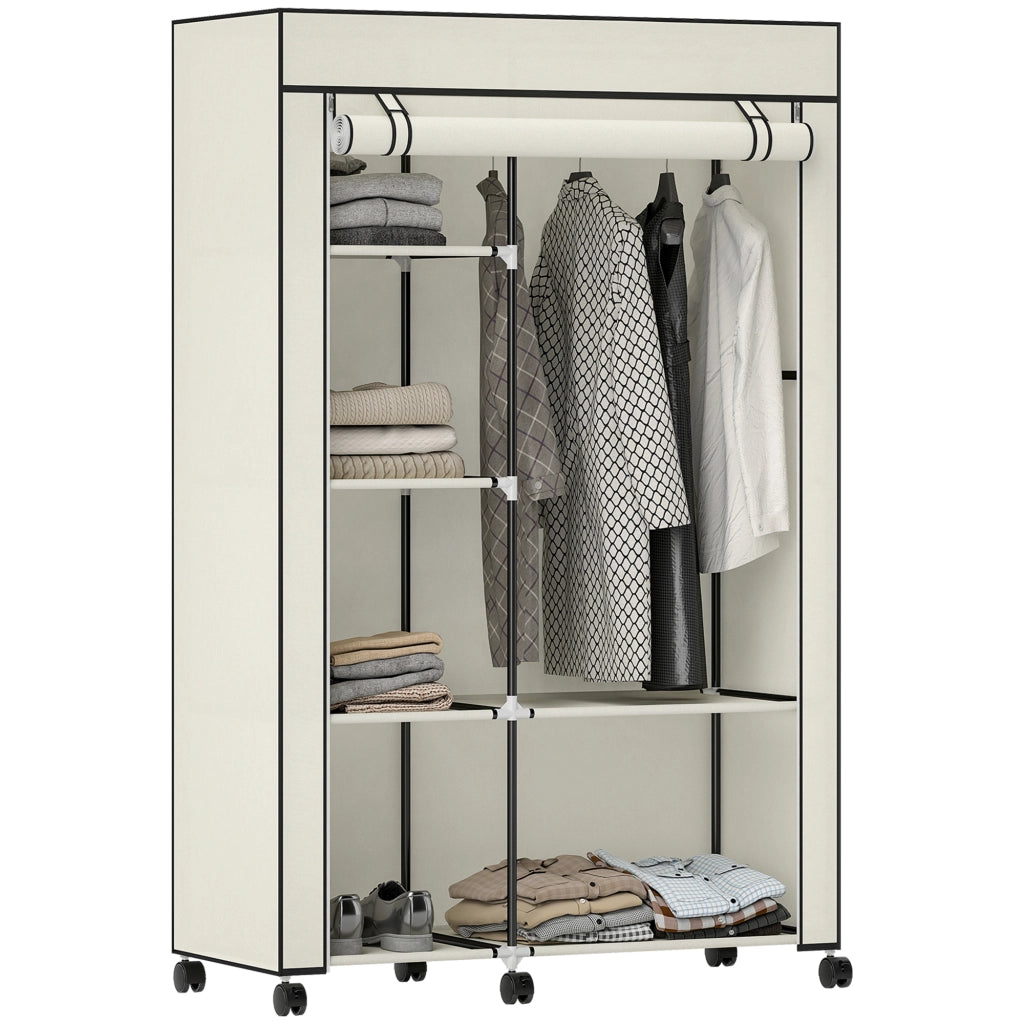 Armadio Tessuto 6 Ripiani Appendiabiti ¨C Xylo ¨C Creme