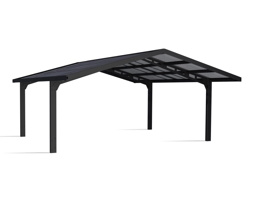 Carport Doppio Sydney in Alluminio 6X6 m Nero