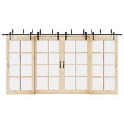 Kit di Binari per Porte Scorrevoli 427 cm Acciaio Nero